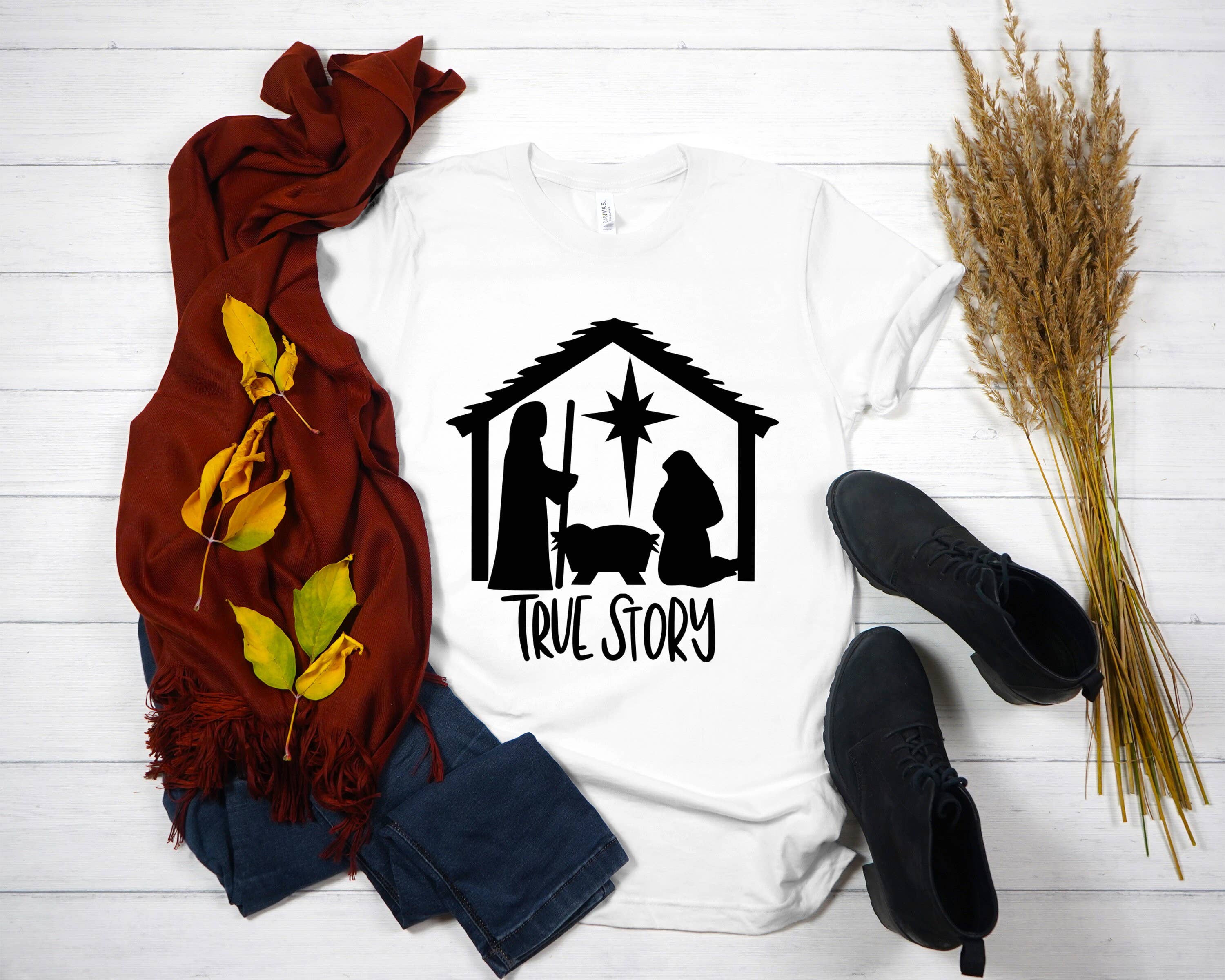 PrimestoreUS – Großhandel T-Shirt mit Siebdruck – Damen – True Story Shirt True Story Weihnachtshemd Weihnachtskrippe Shirt Weihnachtshemd Krippenhemd Krippenhemd Jesus Weihnachtshemd2