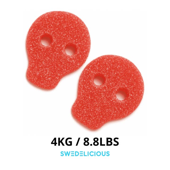Red Sour Strawberry Skulls - Vegan Swedish Candy for wholesale by Swedelicious - Swedish Candy