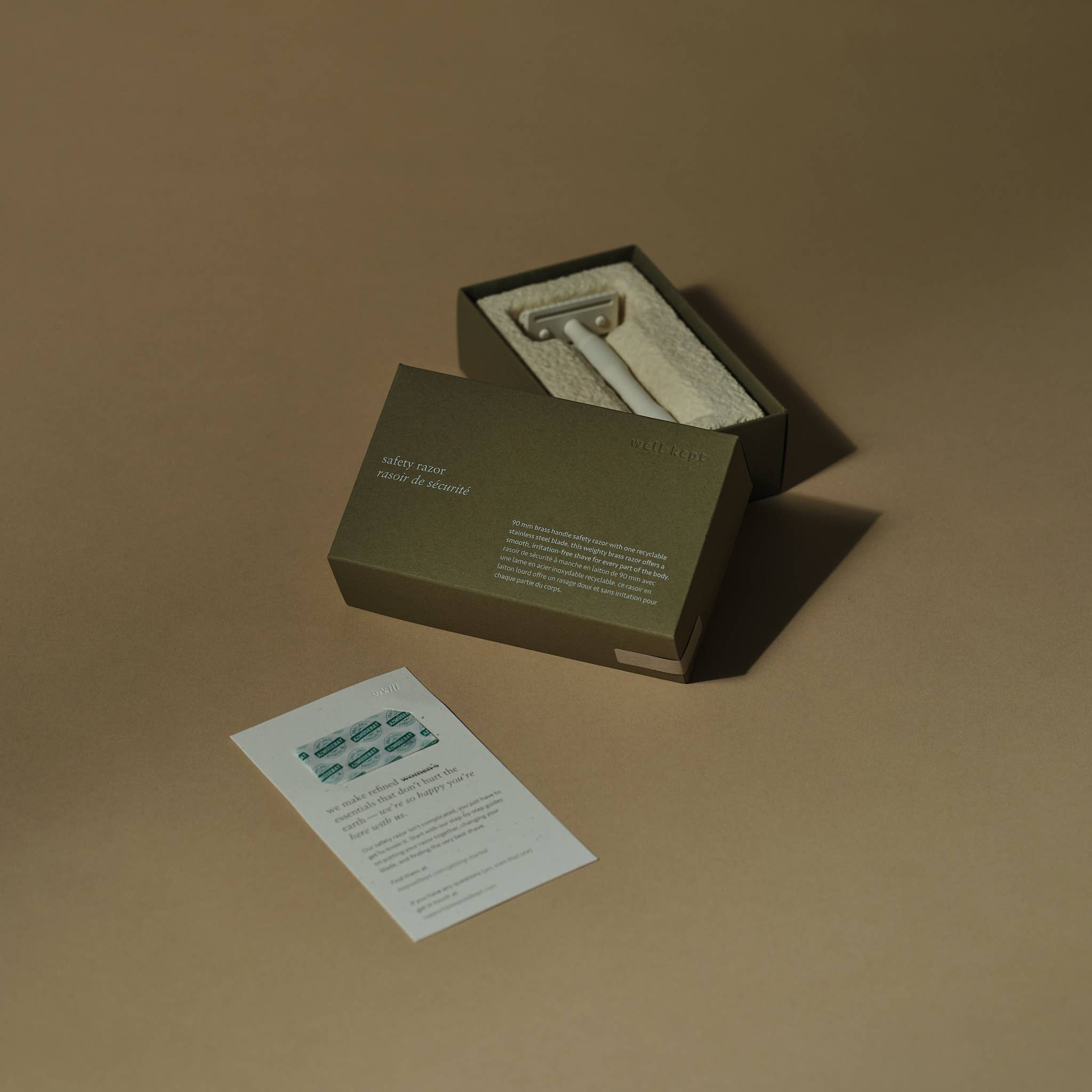 Well Kept - Wholesale Razor - Sustainable Brass Safety Razor - Cream (made in Canada)8