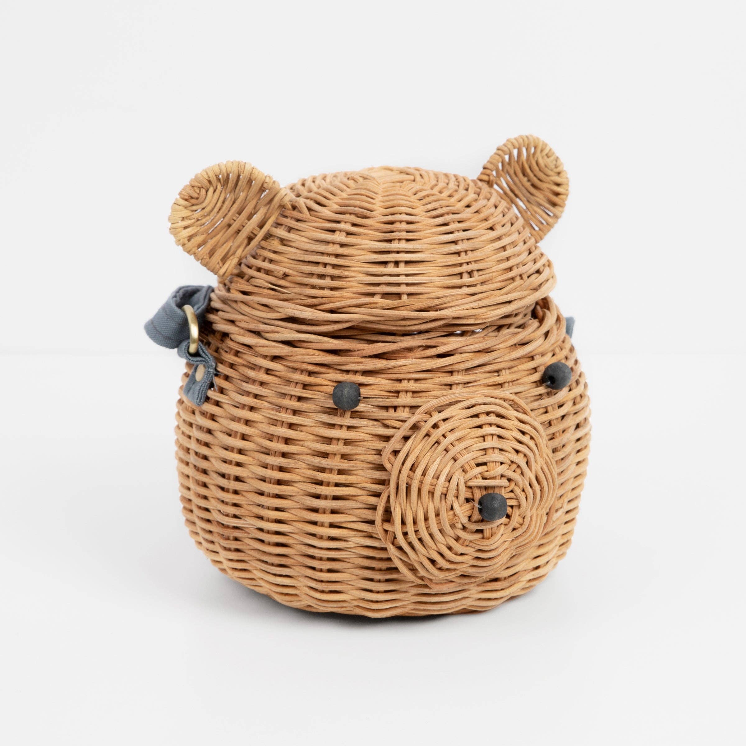 Meri Meri - Wholesale Shoulder Bag - Kids - Bear Rattan Bag0