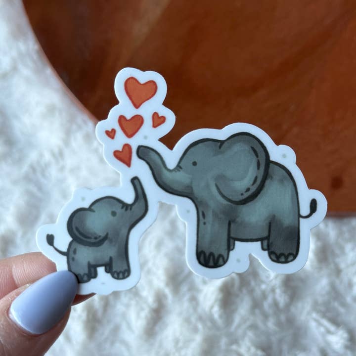 Cute Elephant Mom & Baby Sticker for wholesale by Big Moods
