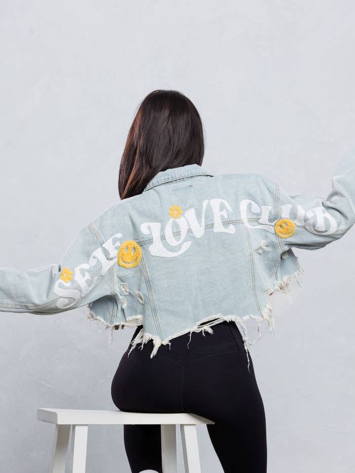Self Love Club Denim Jacket for wholesale by Trio Urban