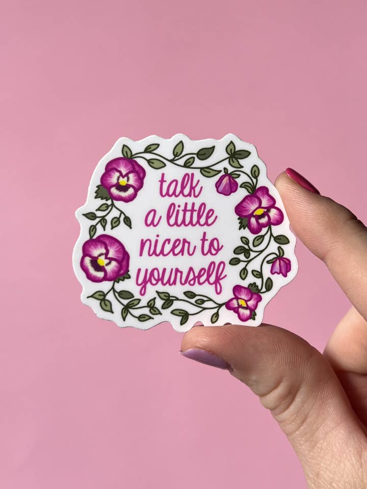 Tal lidt pænere til dig selv klistermærke for engroshandel hos Uplifter Sticker