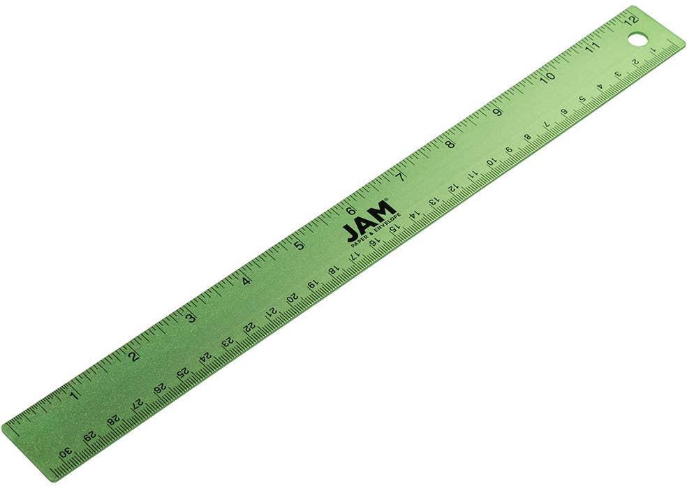 JAM PAPER - Wholesale Ruler - Strong Aluminum Ruler, 12 Inch, Lime Green, 1/Pack