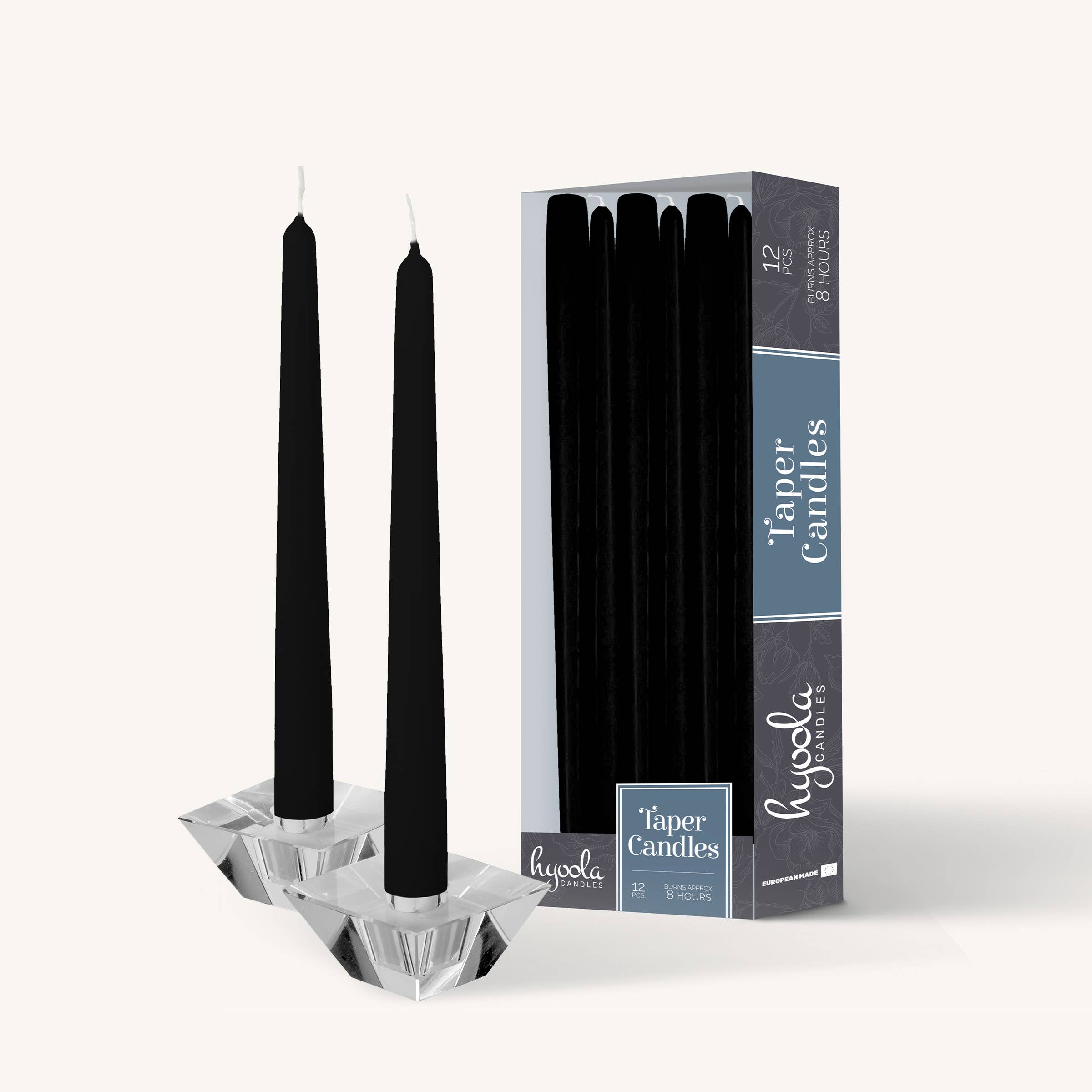 Hyoola Candles - Vente Bougies/bougeoirs coniques - Bougies coniques noires, 10 pouces, paquet de 12