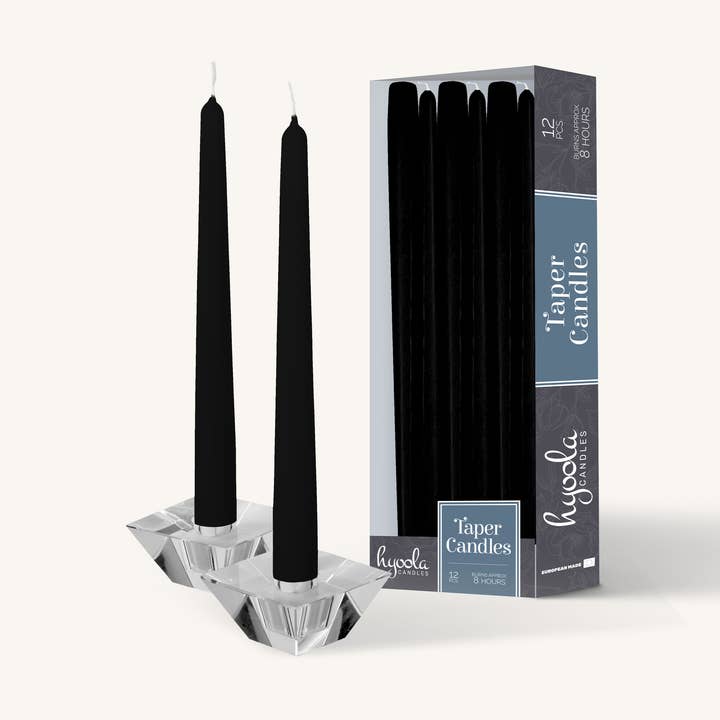 Candele coniche nere, 25,4 cm, confezione da 12 per la vendita all'ingrosso da parte di Hyoola Candles
