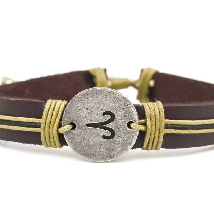 Zodiac Pewter Aries Glyph Bracelet for wholesale by Anju Jewelry