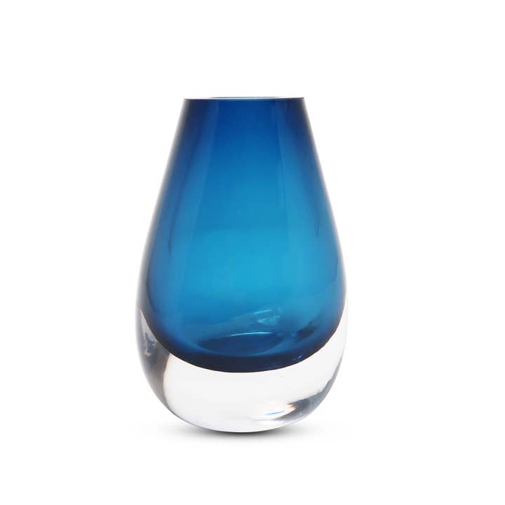 VIVIENCE - Wholesale Vase - Blue Glass Bud Vase, 6.5"H