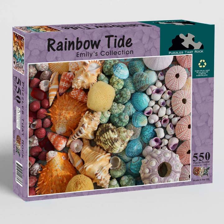 Puzzles That Rock - Wholesale Puzzle - Adult - Rainbow Tide: Sea Shells 550-Piece Puzzle