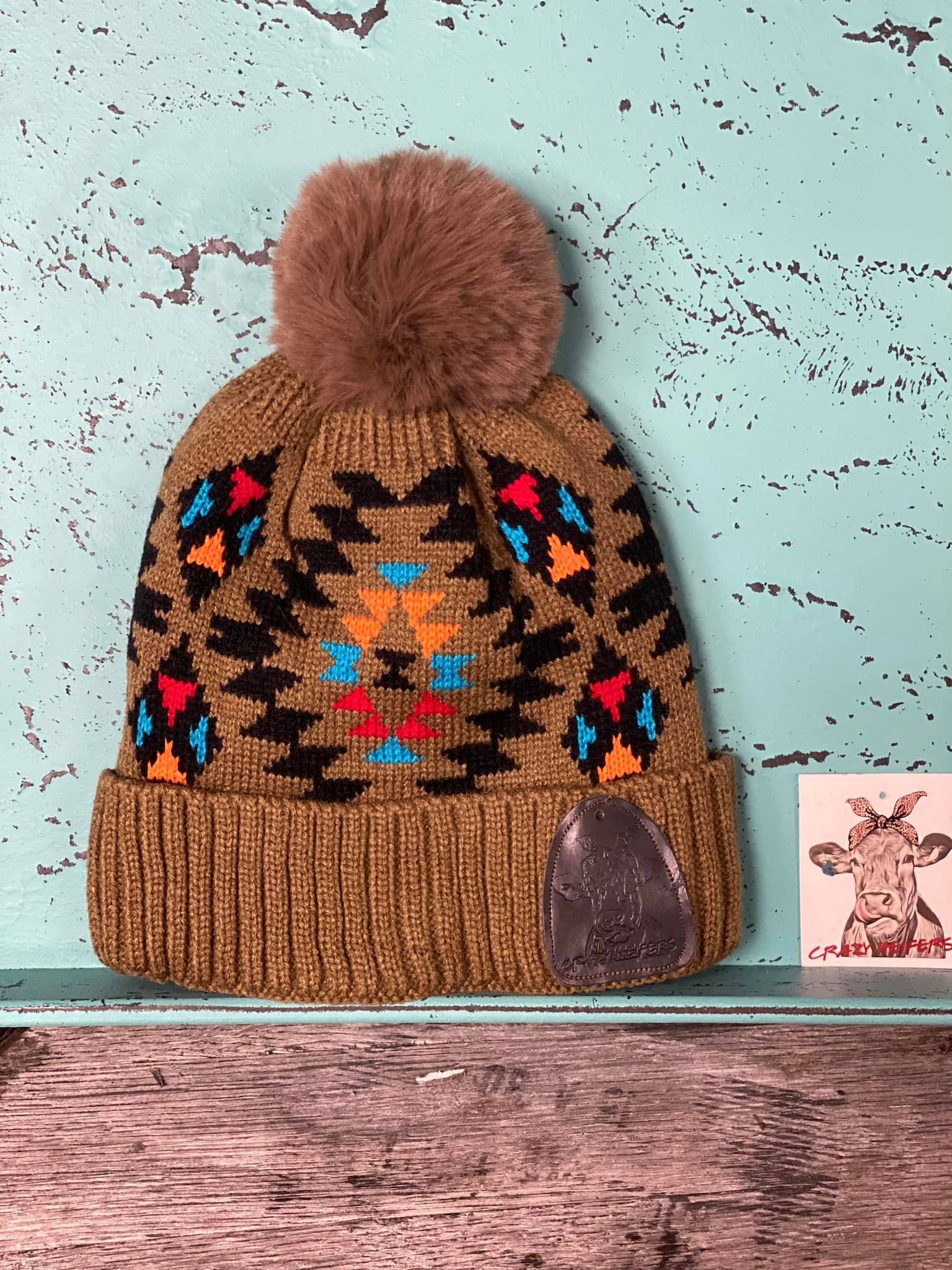 Crazy Heifers Wholesale - Wholesale Beanie - Women's - Aztec Pom Beanies8