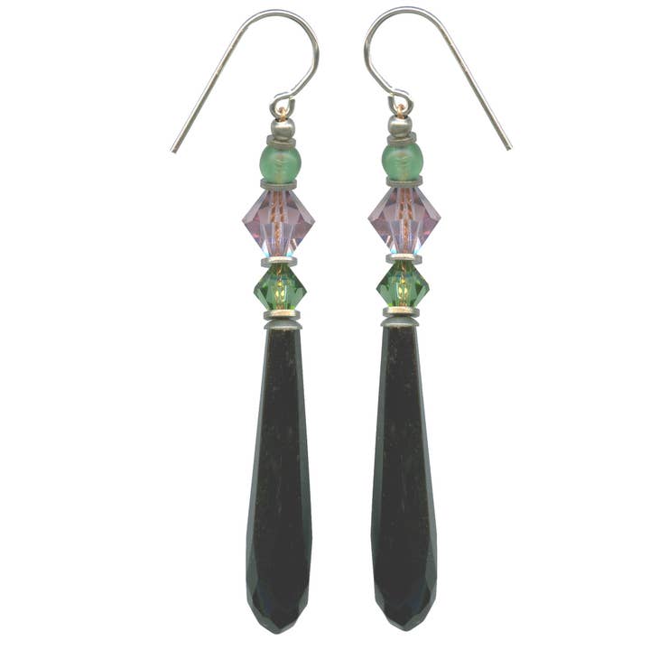 163 - ANTIQUE JET PRISMS, CHANDELIER EARRINGS for wholesale by Owen Glass Collection