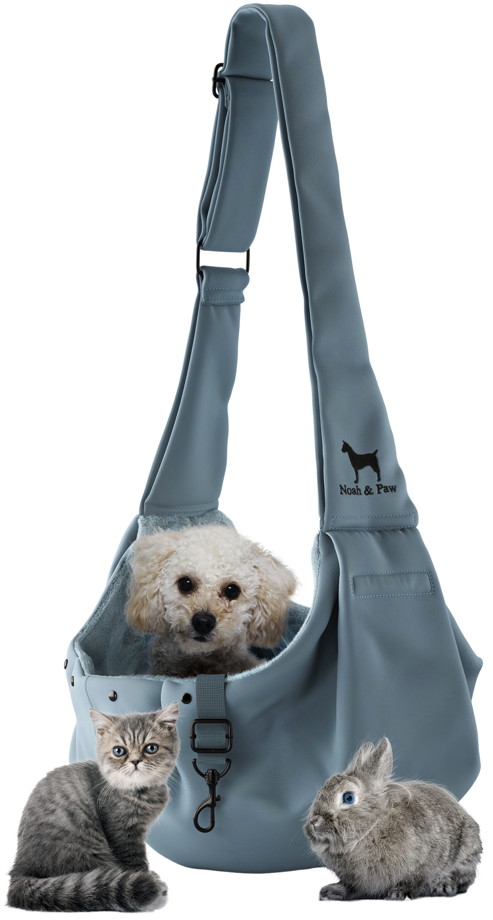 NOAH AND PAW LLC - Wholesale Pet Carrier - Cat/Dog - Premium Twill Pet sling Carrier, Snap Style, Black13