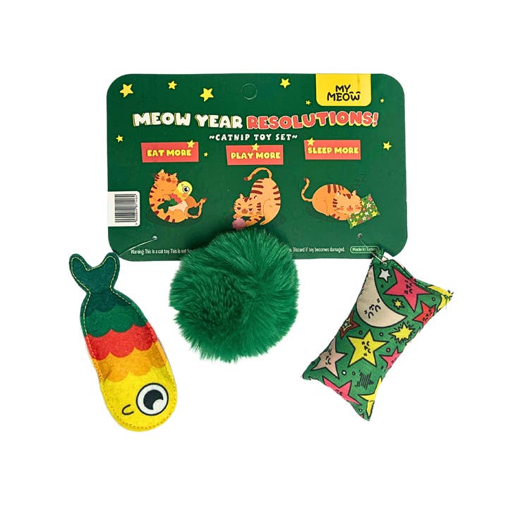 WufWuf - Wholesale Pet Toy Set - Cat - MyMeow Meow Year Resolutions, Catnip Toy Set
