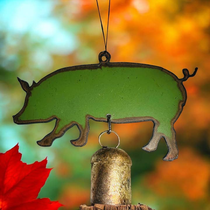 Schwein-Windspiel Westliche Ornamente recycelte Metallgeschenke Bauernhof für den Großhandel von Iron Jewel
