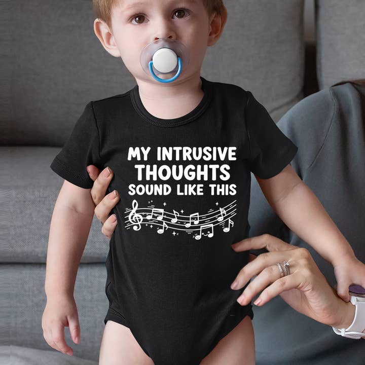 Expression Tees - Wholesale Bodysuit (Non-Footed) - Baby - My Intrusive Thoughts Sound Like Music Infant One-Piece Romper Bodysuit Or Toddler T-shirt14