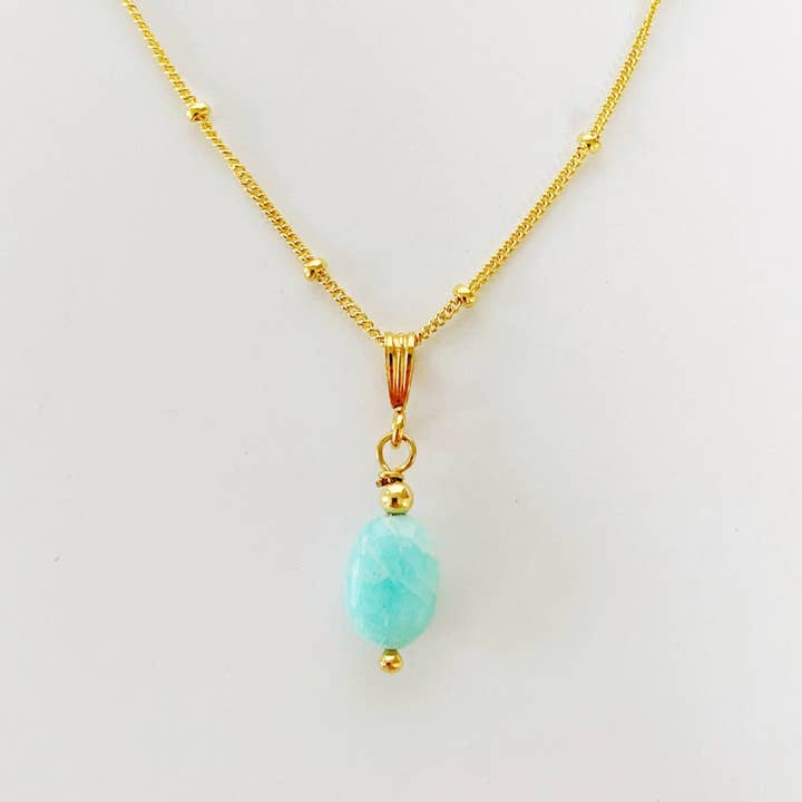 Pendentif Laguna en amazonite, rempli d'or 14 carats pour la vente par Mermaids + Madeleines
