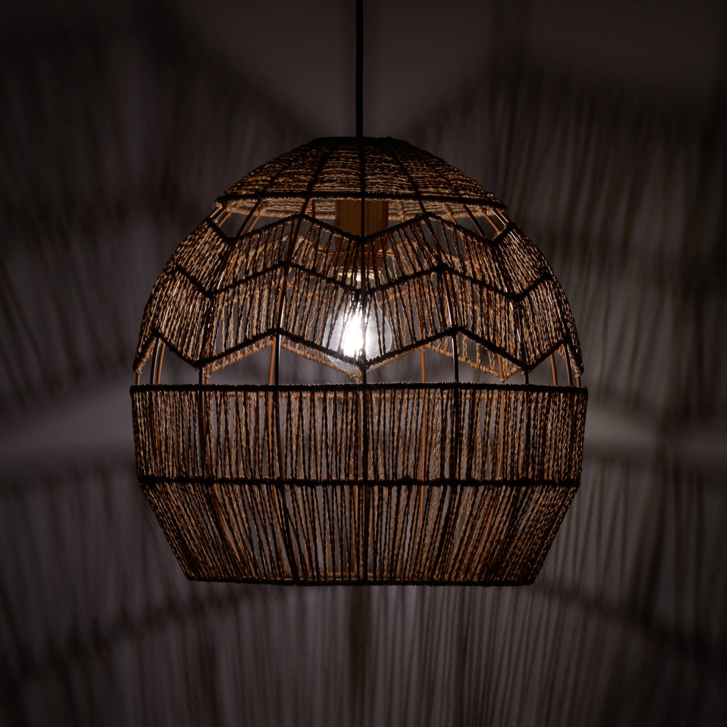River of Goods - Wholesale Chandelier/Hanging Light - 15.5"H Xiomara Brown Hemp Cage Hanging Pendant Light3