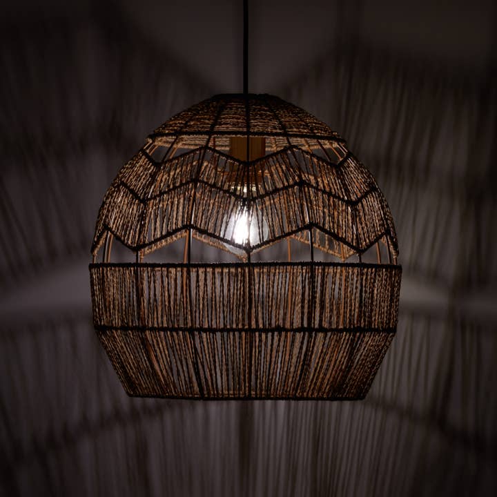 River of Goods - Wholesale Chandelier/Hanging Light - 15.5"H Xiomara Brown Hemp Cage Hanging Pendant Light3