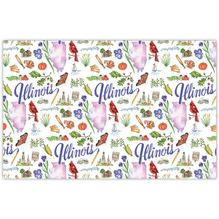 Set de table à motif d'icônes peintes à la main Illinois pour la vente par RosanneBeck Collections