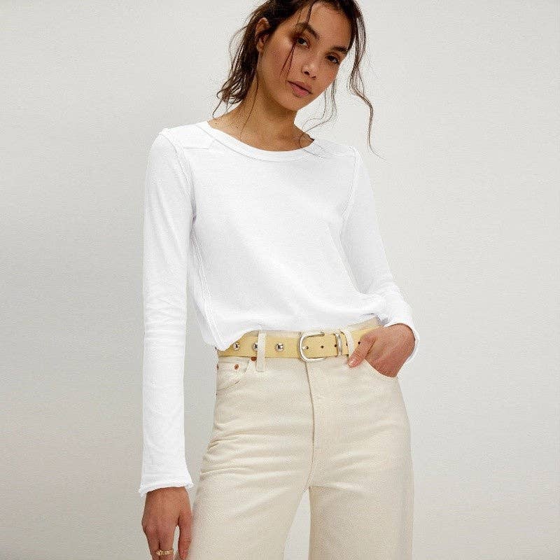 Plush Looks - Wholesale T-Shirt - Women's - Solid Color Round Neck Long Sleeve T-Shirt8