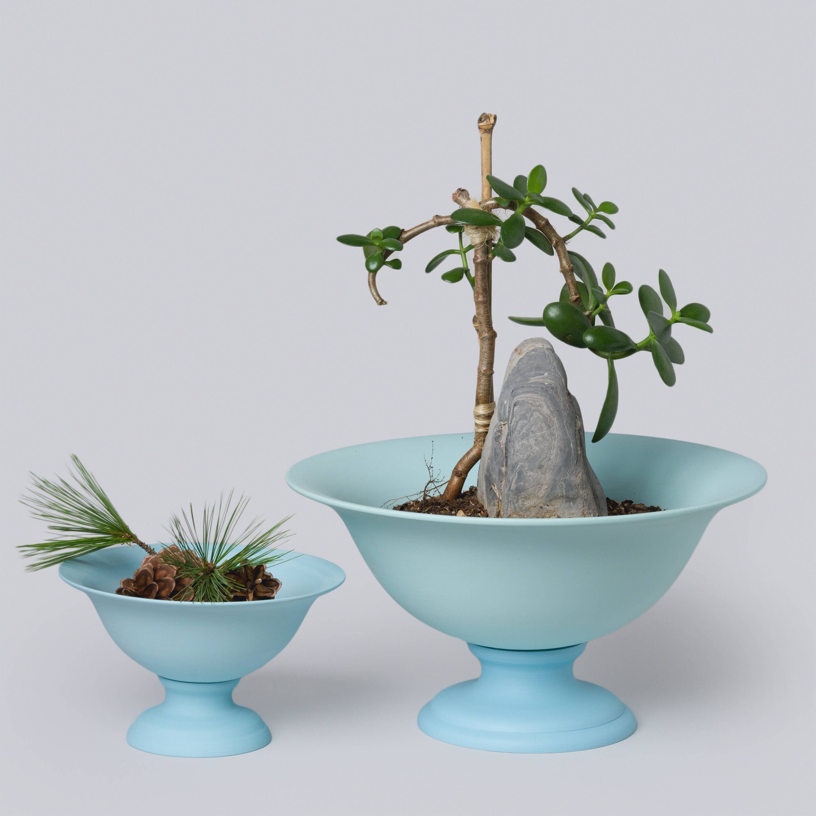 Middle Kingdom - Wholesale Plant Pot - Matte Porcelain Footed Vaso - Denim2