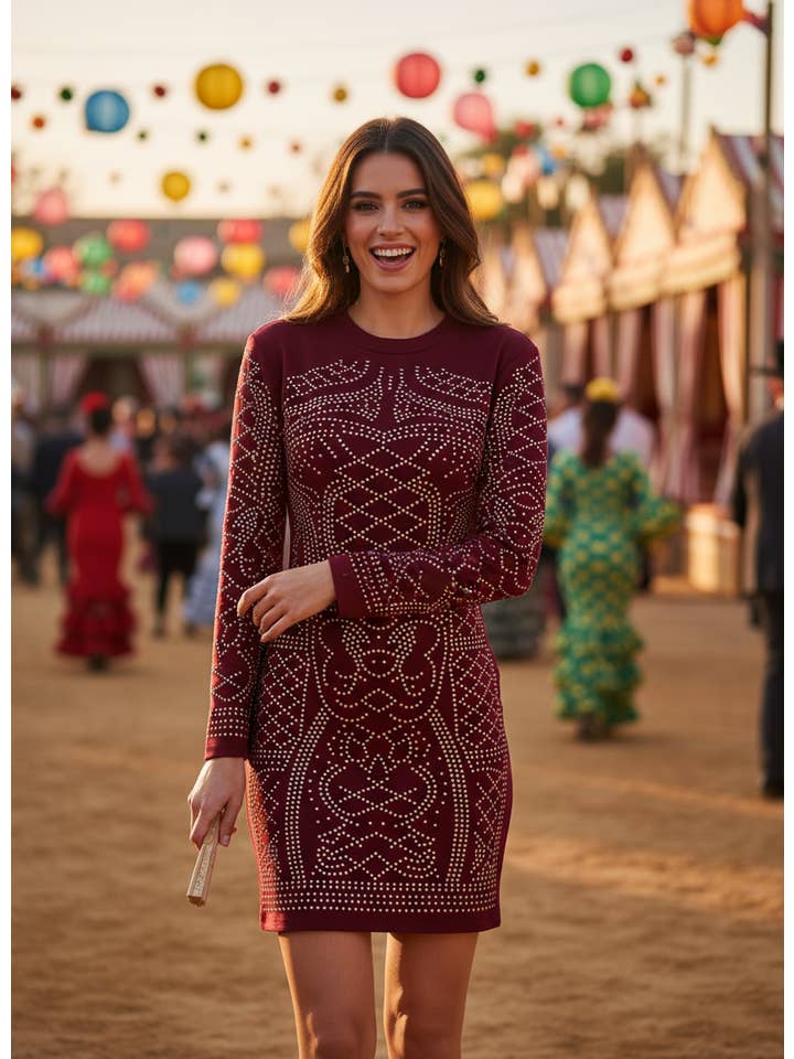 SHORT BURGUNDY DRESS 5038 for wholesale on Faire
