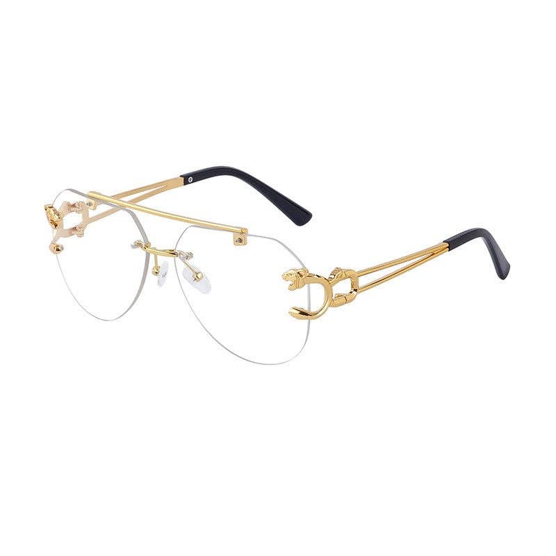 FurDecoration - Wholesale Zonnebrillen - Heren - Vintage zonnebril zonder montuur met luipaardprint voor heren0