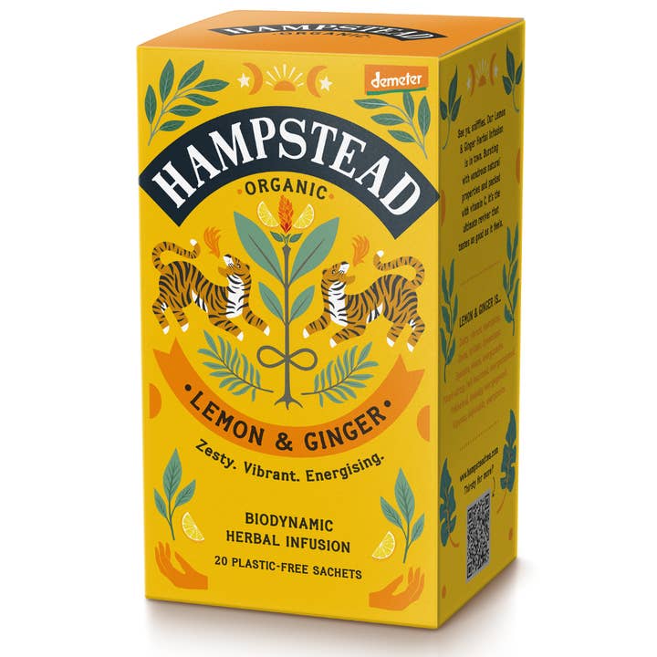 Hampstead Tea Organic Lemon & Ginger Tea - (Single - 1x20g) for wholesale by Hampstead Tea