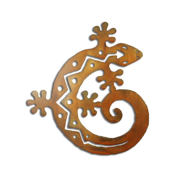 Gecko/Lizard C-Shaped Southwest Metal Wall Art, Rust Finish for wholesale by Crooks Designs