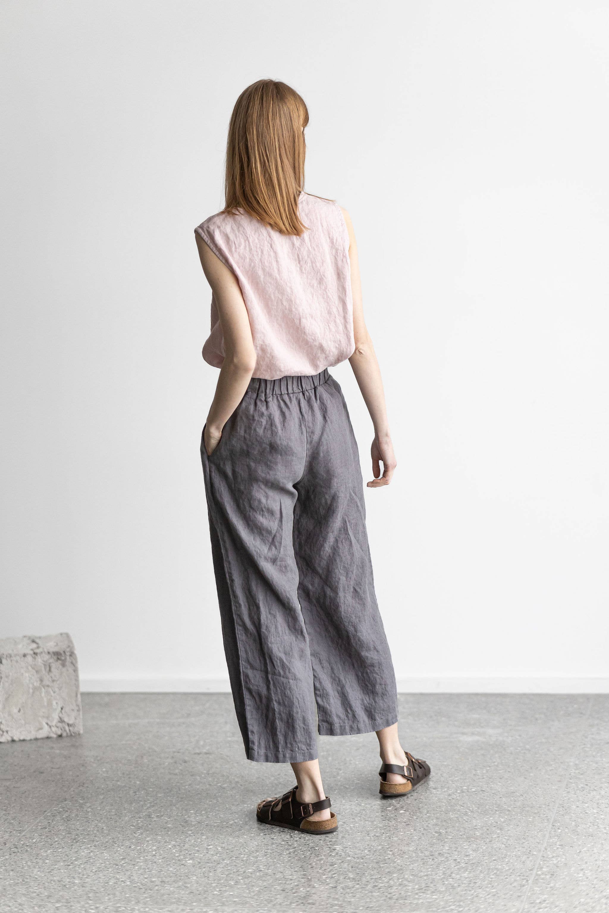 Epic Linen – Calças - Mulher por atacado – Calças largas de linho com cós elástico4