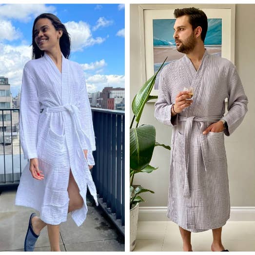 The Kurtis London - Wholesale Robe - Women's - 100% Cotton Muslin Robe, Dressing Gown, Gauze, Light Grey
