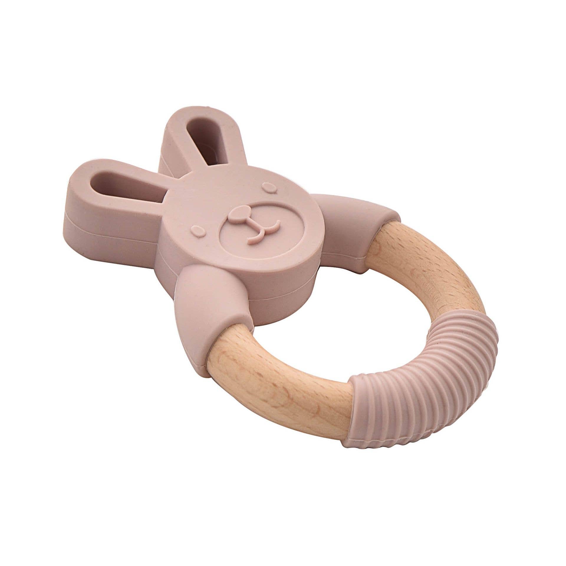 WIDDOP and Co. – wholesale Bitring - Baby – Bambino Trä & Silikon Bunny Teether Rosa0