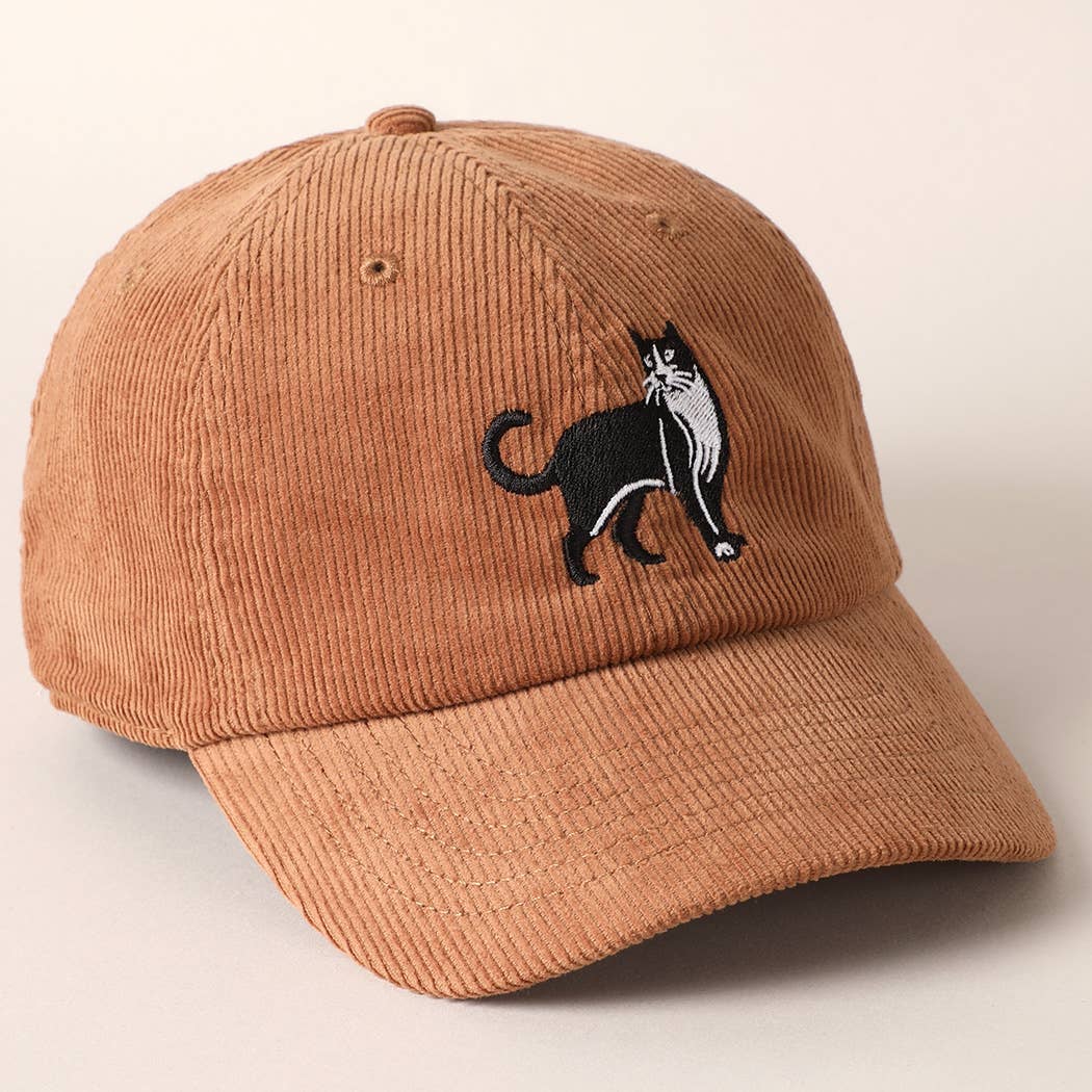 Fashion City - Vente Casquette de baseball – unisexe - Casquette baseball en velours côtelé brodée chat smoking4