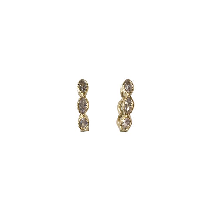 Market and King - Wholesale Huggie Earrings - Clear Horse Eye Pave Huggie Earrings