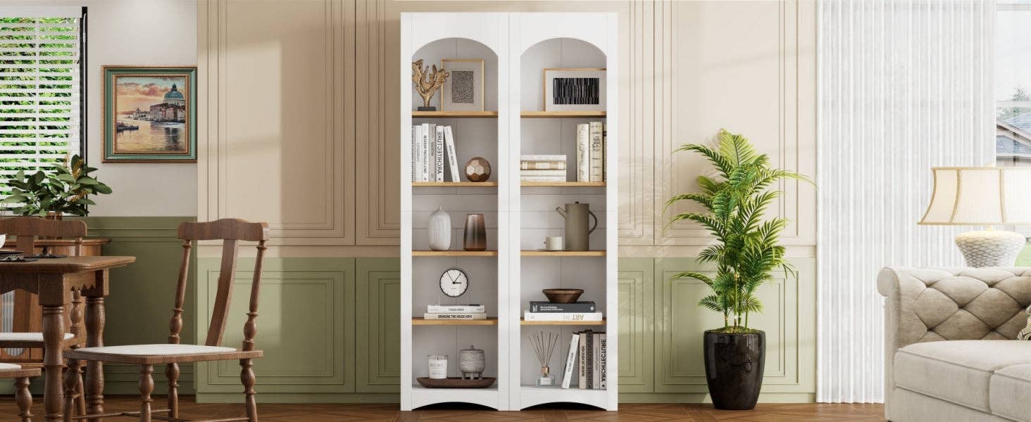 39F Inc. - Vente Bibliothèques - Ensemble de 2 bibliothèques de style ferme à 5 niveaux de 72" H (blanc)10