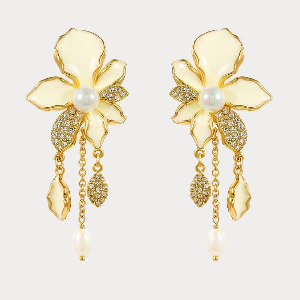 Hvide irisblomst øreringe for engroshandel hos Verdivine