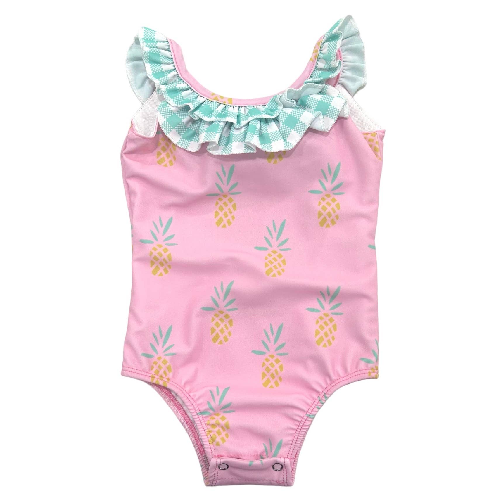 Sugar Bee Clothing - Vendita all'ingrosso Costume intero - Bambini - Costume da bagno per ragazze - Fiocco sul retro - Ananas rosa4