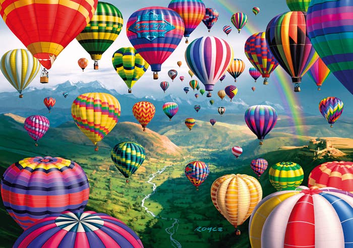Wentworth Puzzles – wholesale Puzzle – Adult – Sky Roads Wooden Puzzle with Hot Air Balloons1