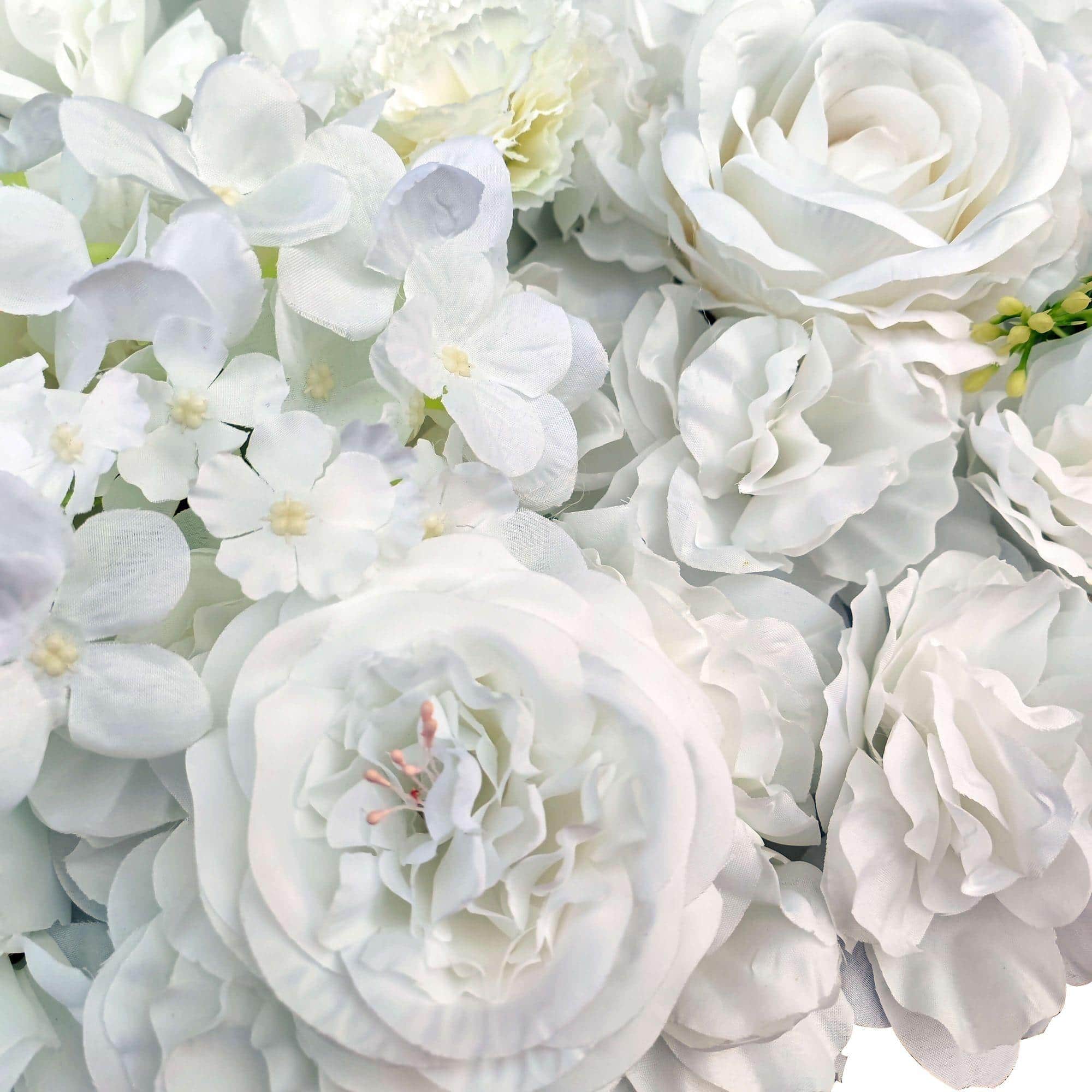 Designer Plants AU - Wholesale Artificial Flowers - Artificial Flower Wall Backdrop Panel 40cm x 60cm Mixed Whites2