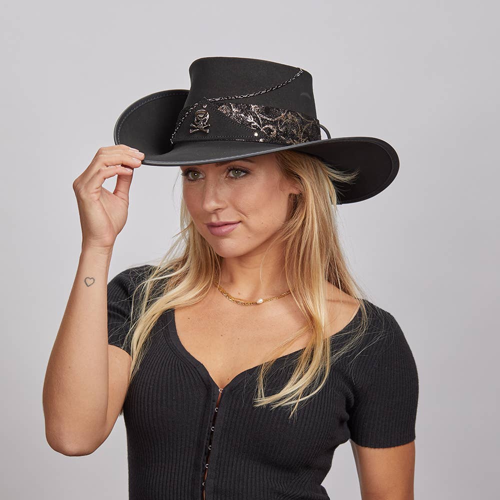 Black Suede Leather Cavalier Hat - Style Hook for wholesale on Faire1