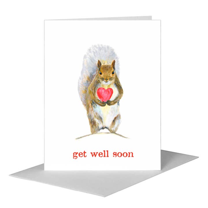 Printed Canvas – Großhandel Gute-Besserung-Karten – Eichhörnchen in Gedanken, Grußkarte (#8670G)