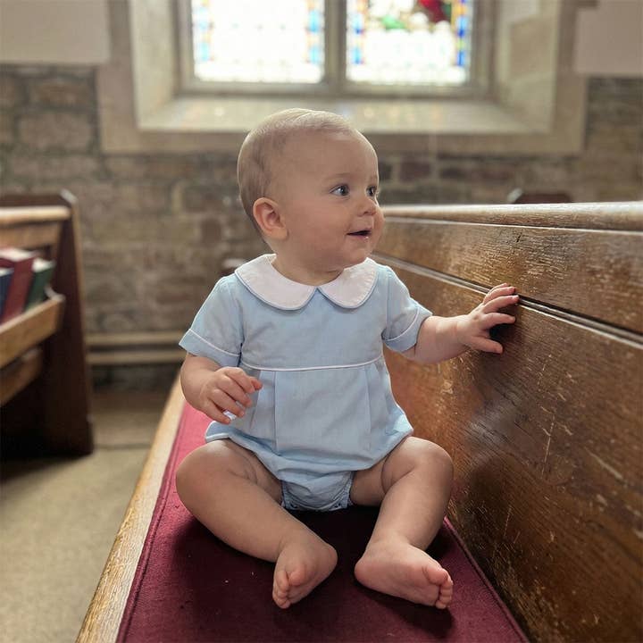 Blauer Popeline Jungen-Bubble für den Großhandel von Ishtex Textile Products, Inc.