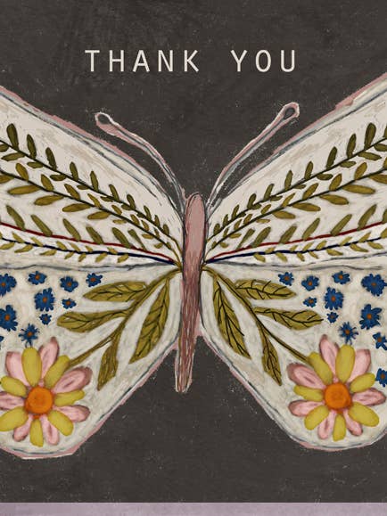Butterfly Flowers Gray-TY for wholesale by Blueberry Road Cards