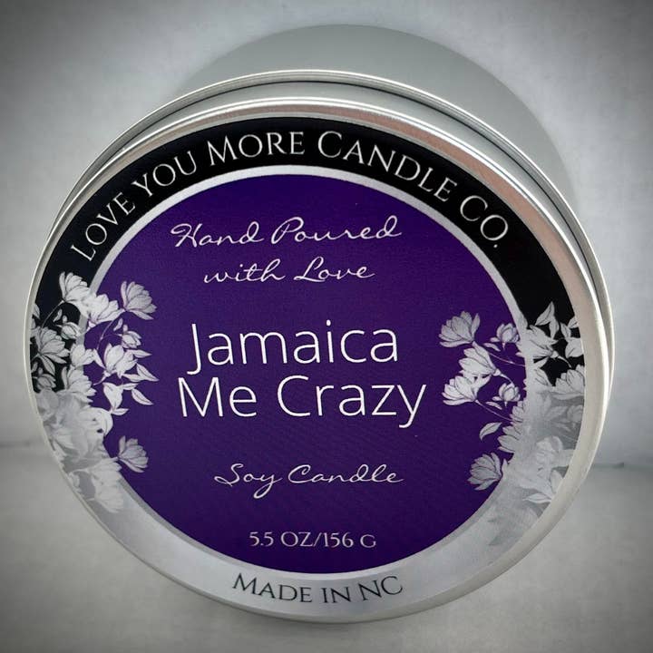 Jamaica Me Crazy Soy candle 8 oz tin for wholesale by Love You More Candle Company