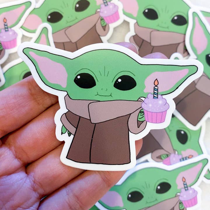 Melina Maris – Großhandel Aufkleber – Baby Yoda Geburtstag Cuppycake | Aufkleber