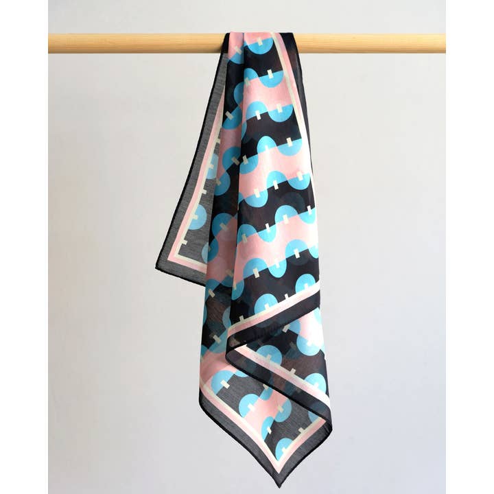 Haferkorn & Sauerbrey - Wholesale Scarf - Unisex - Funky Waves Scarf, Silk-Cotton Blend, 60x60 cm3