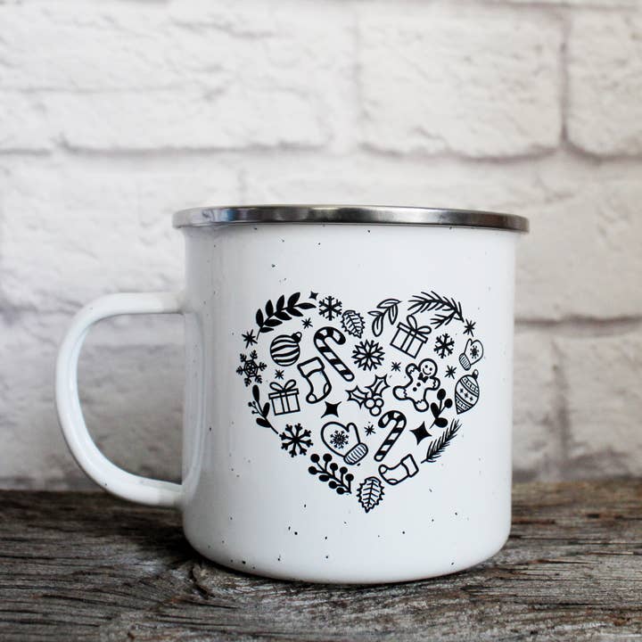 Christmas Heart | Holiday | Enamel Camp Campfire Mug for wholesale by Katie & Company