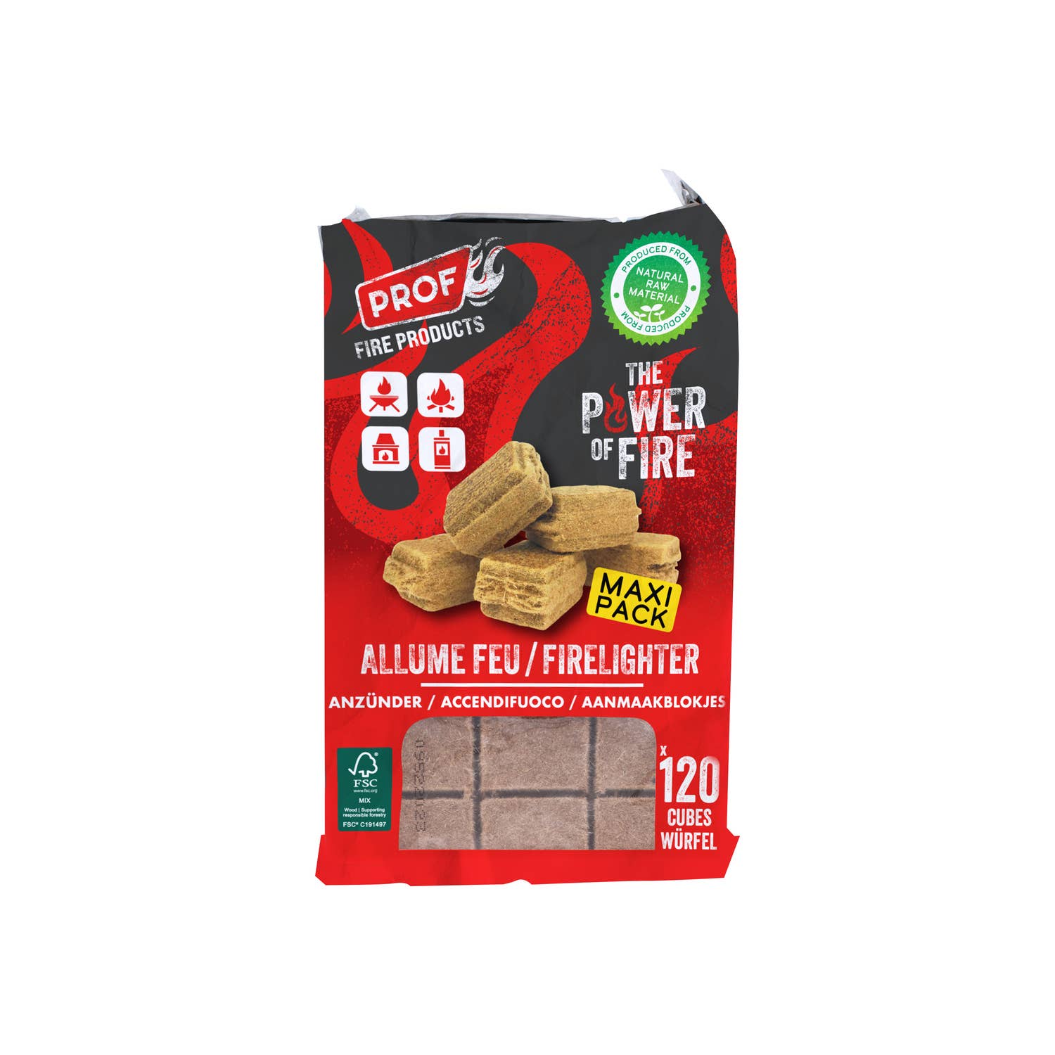 PROF – wholesale Lighter – Pack of 120 Vegetable Firelighters With Wax - Ecological0