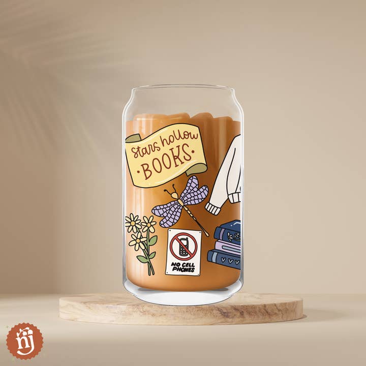 Nearly June Design Co - Vente Verre/tasse - Verre en forme de canette inspiré par Rory Stars Hollow Books1