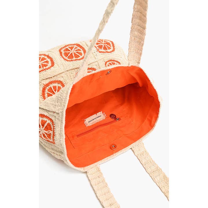 America & Beyond - Wholesale Beach Bag - Orange Crochet Beach Tote3